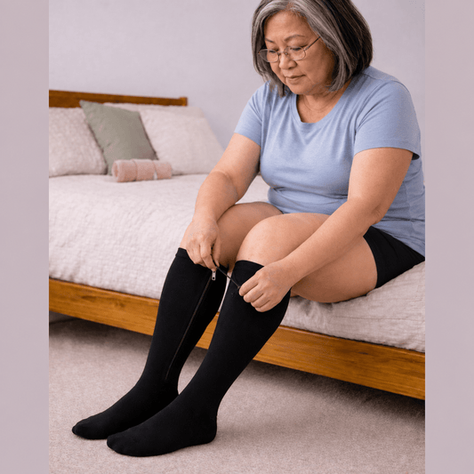 Black Side-Zip Closed-Toe Compression Socks