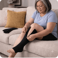 Black Side-Zip Open-Toe Compression Socks