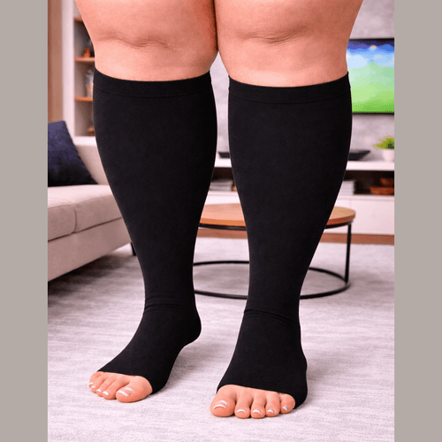 Black Open-Toe Compression Socks