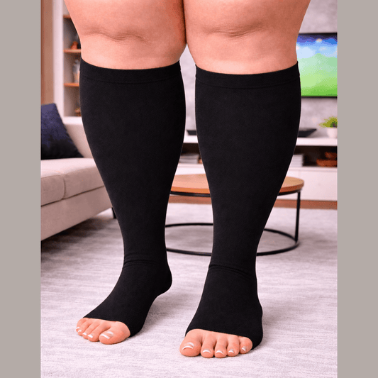 Black Open-Toe Compression Socks