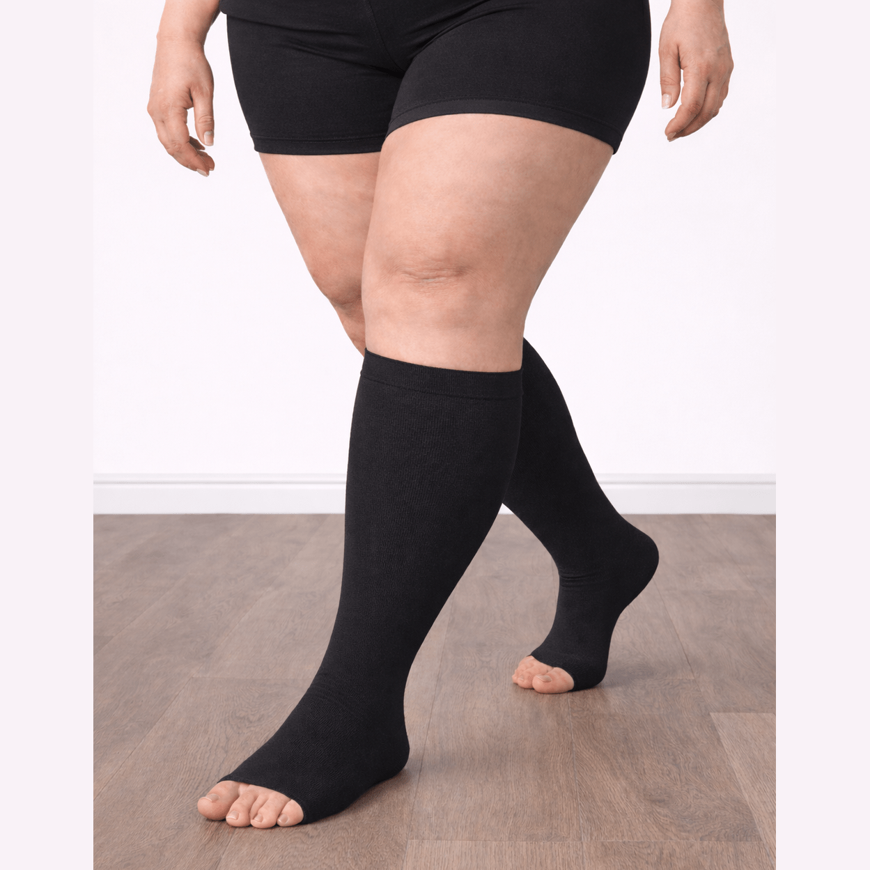 Black Open-Toe Compression Socks