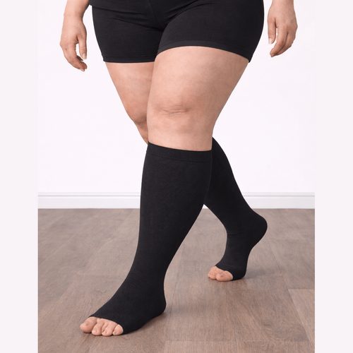 Black Open-Toe Compression Socks