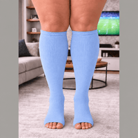 SKY BLUE  Open Toe Compression Socks