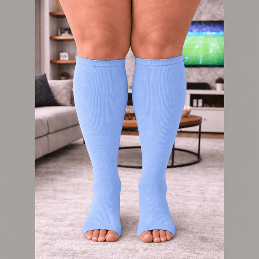 SKY BLUE  Open Toe Compression Socks