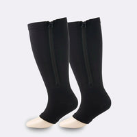 BLACK Zipper Sides CLOSE TOE Compression Socks