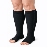 BEIGE   Zipper Sides  OPEN TOE  Compression Socks
