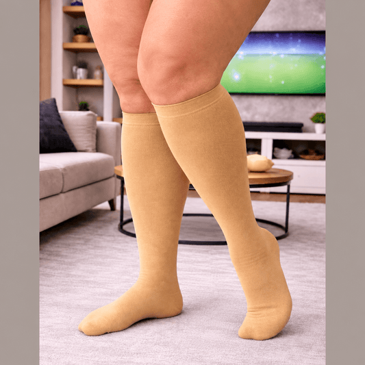 Beige Closed-Toe Compression Socks