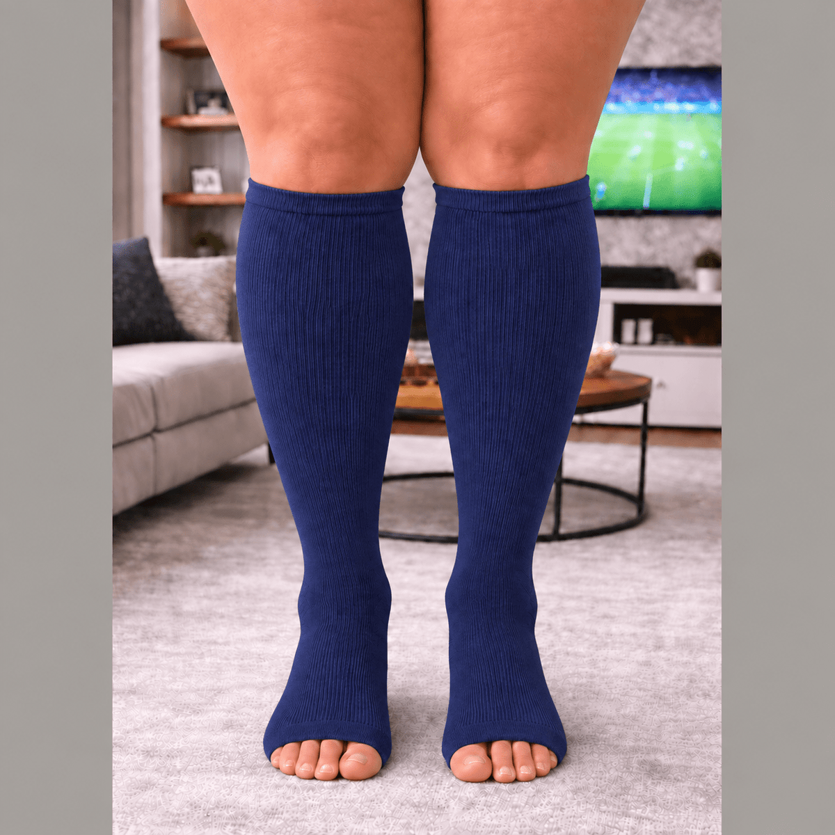 BLUE  Open Toe Compression Socks