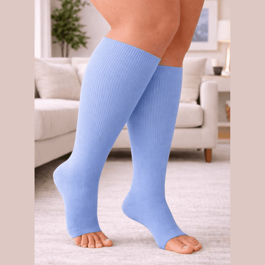 SKY BLUE  Open Toe Compression Socks